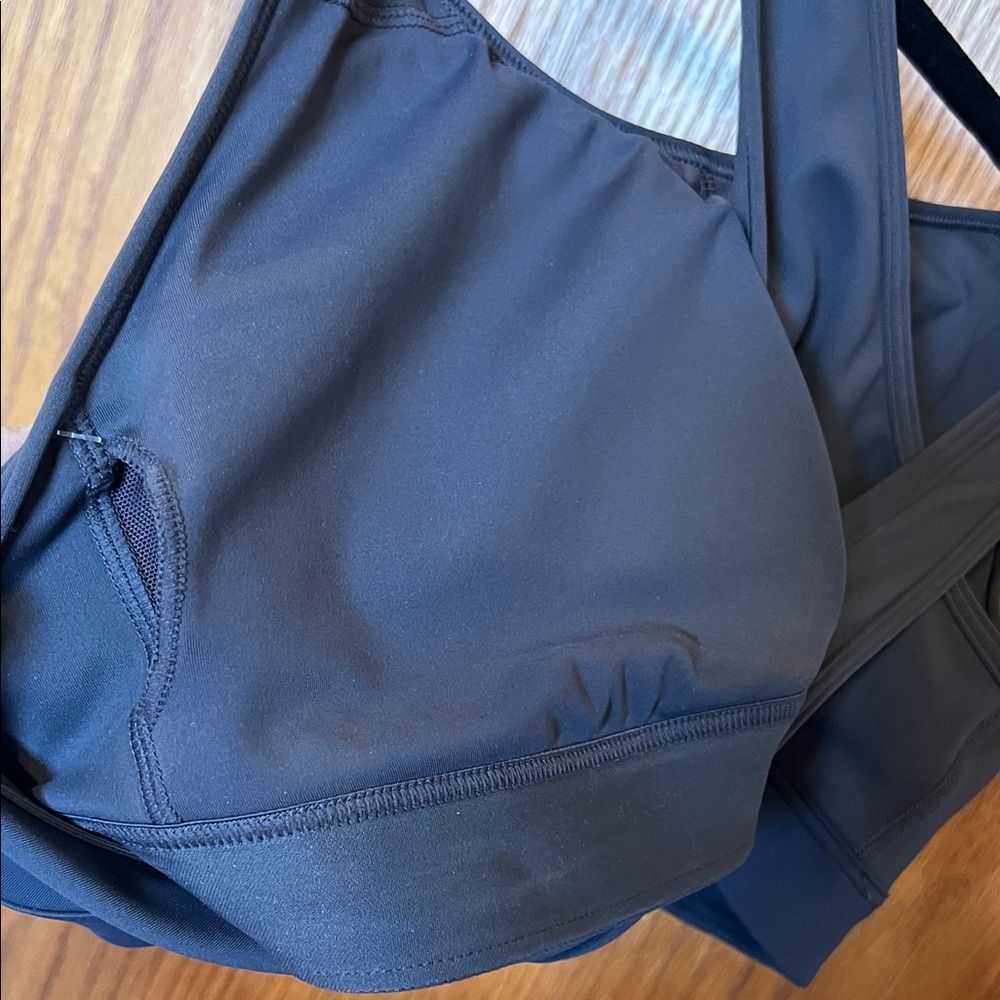 NWT Ideology Performance Sports Bra 1X Gray Cross-Back Removable Pads Med Impact - Picture 9 of 9